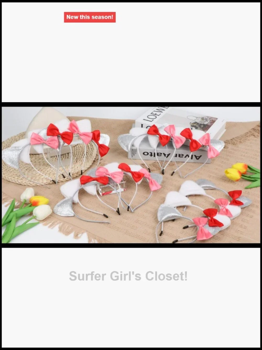 16PCS Cat Ears Headbands Set, Animal Party Favors, Kawaii Hair Accessories